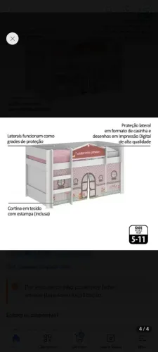 Cama alta de casinha infantil com cabana