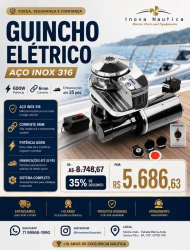 Guincho Elétrico em Aço Inox 316 - Corrente 6mm
