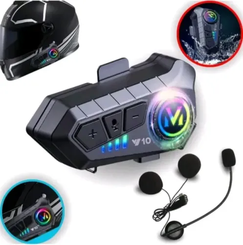 Fone De Ouvido Para Capacete Bluetooth Headset Rgb Sem Fio