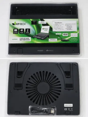 Cooler Para Notebook APP-TECH H2000 Base Refrigerada USB Silenciosa 2 Portas Novo/Lacrado