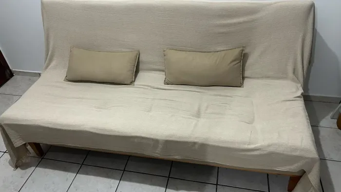 Sofá cama 3 lugares suede bege