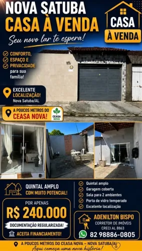 Casa com 3 Quartos Reformada.Suite.Financia Caixa.Aceita Carro. Valor 240 mil