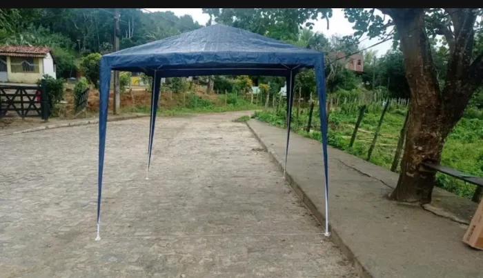 Tenda de Praia Mor Gazebo Azul Polietileno 3x3 Metros Desmontável