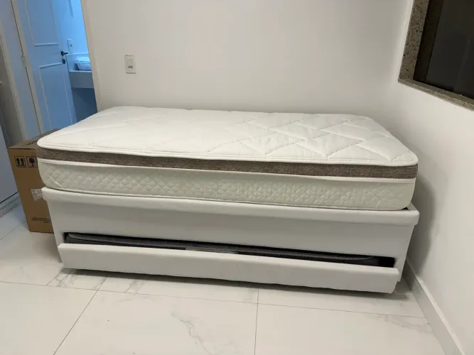 Bicama solteiro com baú + cama auxiliar + colchão herval toronto
