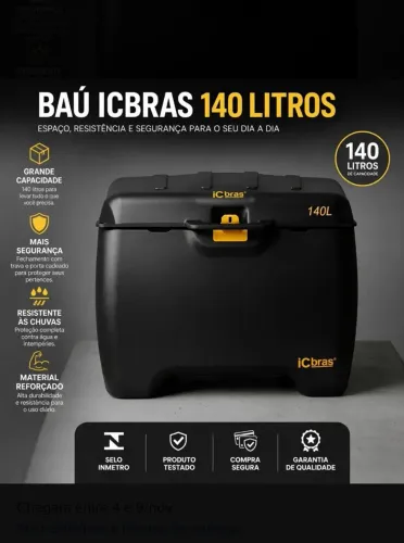 Baú de 140L + Suporte de aço