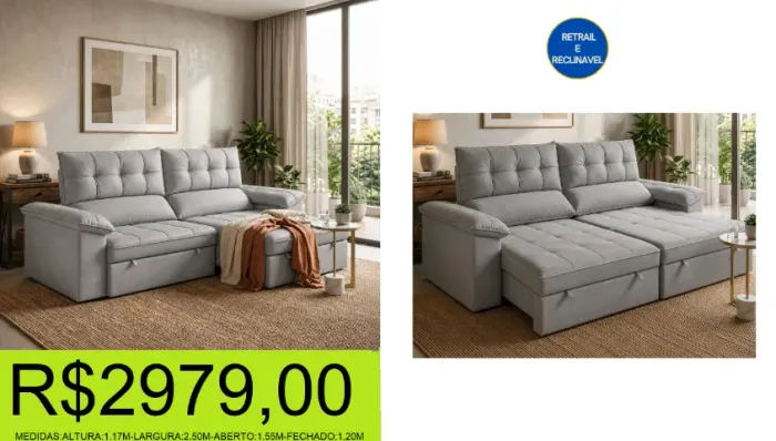 sofá - lançamento - compre hoje e receba em até 72 horas