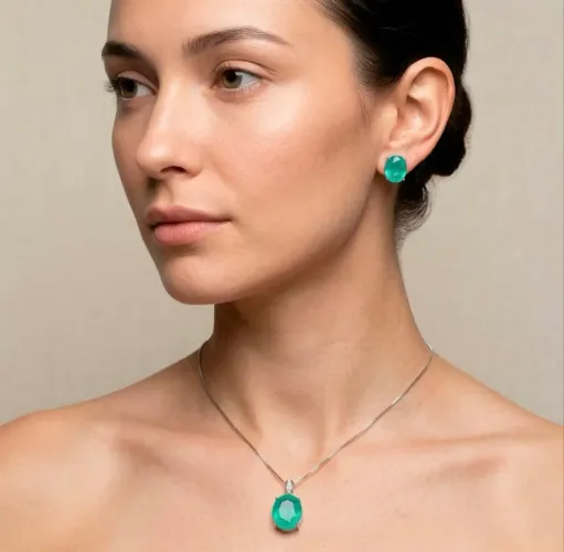 Conjunto oval Turmalina verde