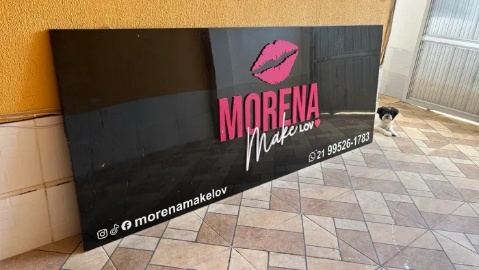PLACA DE ACM PRETA BRILHOSA SEMI NOVA 2,6m x1,05m
