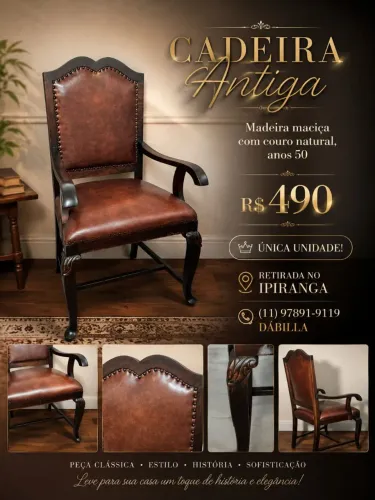 Cadeira de antiquário - Madeira maciça