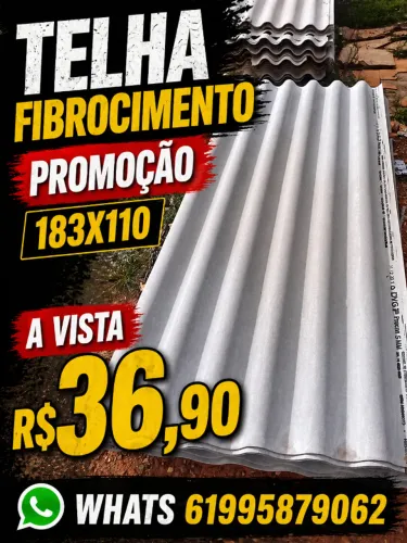 TRADICIONAL E ECONOMICA TELHA FIBROCIMENTO 183X110 A VISTA 36,90