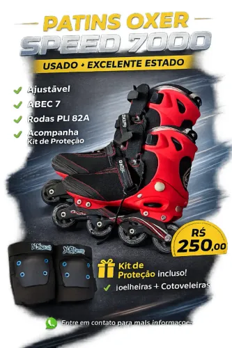 Patins Oxer Speed 7000 - In Line - Fitness - ABEC 7 - Ajustável - Adulto