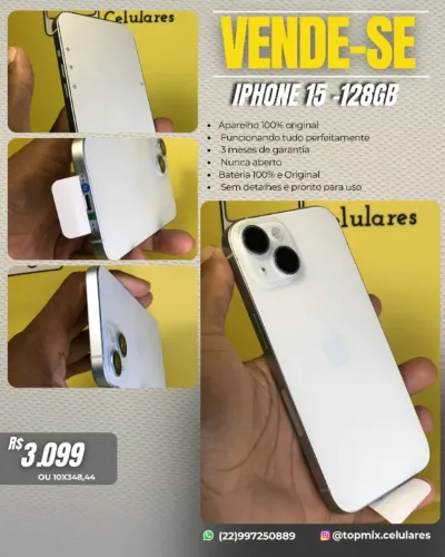 IPHONE 15 128GB - IMPECÁVEL!
