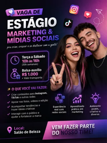 VAGA DE ESTÁGIO - MARKETING & MÍDIAS SOCIAIS