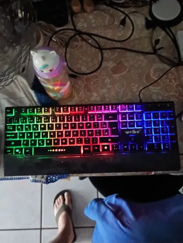 ? TECLADO MECÂNICO ABLE WB100 + MOUSE BLUETOOTH ROSA<br>? R$ 90,00