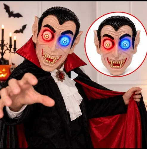 MASCARA DE LEDS DE VAMPIRO PARA FESTA DE HALLOWEEN