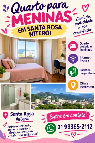 Vaga Feminina em Quarto Compartilhado - Perto de Faculdades | Santa Rosa - Niterói