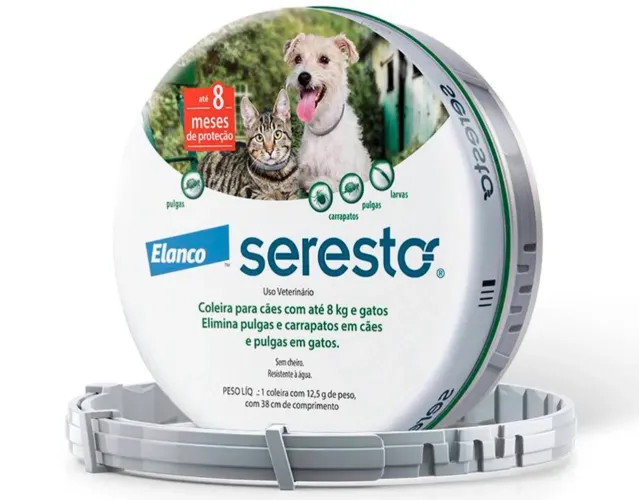 Coleira Antipulgas e Carrapatos Seresto para Cães e Gatos até 8 Kg Elanco