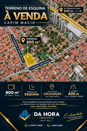 Terreno à venda em Capim Macio | 800 m²