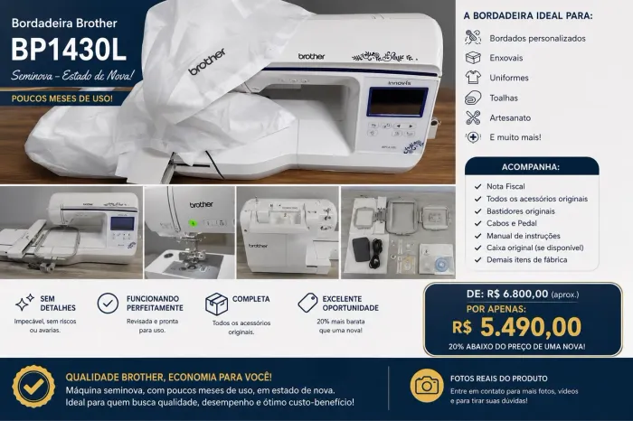 Bordadeira Brother BP1430L Seminova Nova!