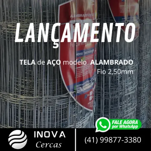 Rolo com 50m de tela de aço para grandes animais e residências