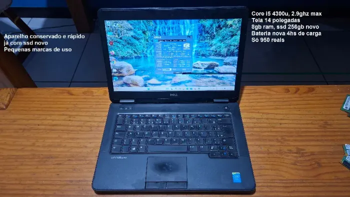 Notebook dell core i5, 8gb ram e ssd 256gb, aceito cartão