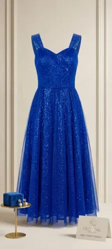 ?VESTIDO MIDI TULE AZUL BRILHANTE?