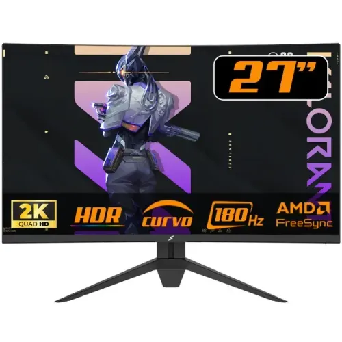 Monitor Gamer SuperFrame Precision, 27 Pol, Quad HD, Curvo, 180Hz, FreeSync/G-Sync, HDMI/D