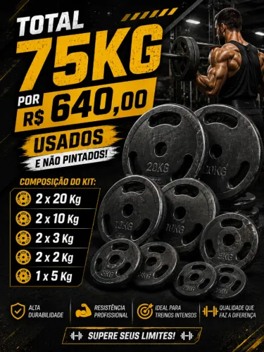 Anilhas de musculação - KIT 75 Kg