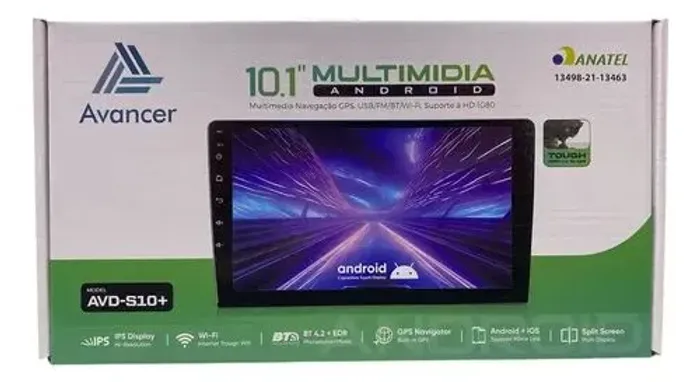 Central Multimídia Android 10.1" Avancer AVD-S10+ | Pouco Uso, Caixa e Cabos