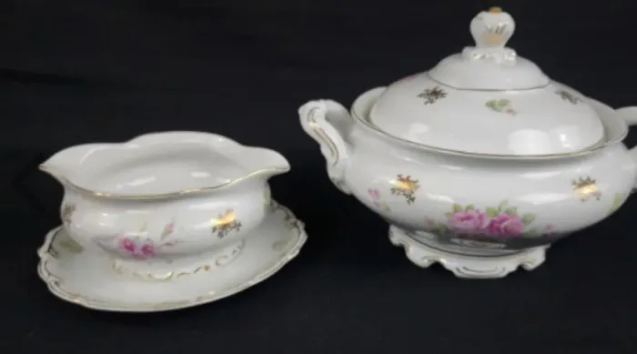 SOPEIRA E MOLHEIRA SCHMIDT EM PORCELANA - DECORAÇÃO FLORAL