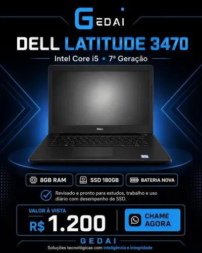 Notebook Dell ? Dell Latitude 3470 | i5 7ª Geração | 8GB RAM | SSD | Bateria Nova ?