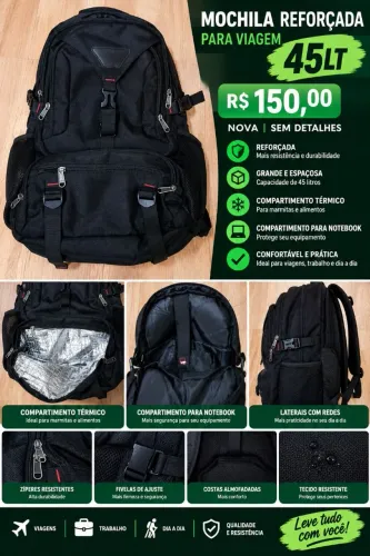 Mochila reforcada para viagem 45lt