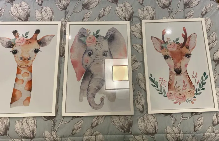 Trio de Quadros Infantis "Animais da Selva Charmosos