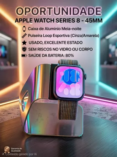 Apple Watch 8 - preto - 45mm