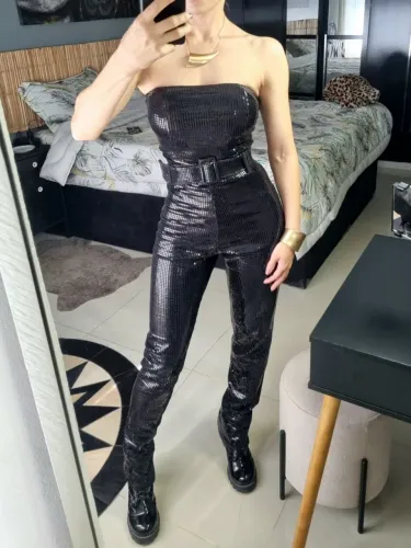 Conjunto Perfect Way matrix catwoman dominatrix paetê rock