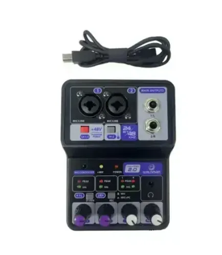 Mesa De Som Interface Mixer 2 Canais Waldman Podcast 2.0