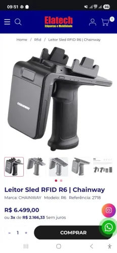 Leitor coletor de dados RFID R6