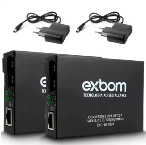 Extensor de Fibra Óptica Gigabit 10/100/1000 -20km Exbom