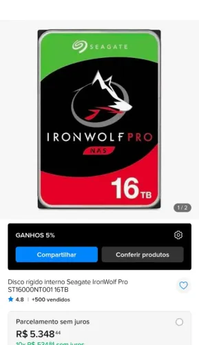 HD 16T Ironwolf nas pro, 720 rpm