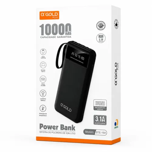 Power Bank 10.000mAh Turbo (22.5W) com Display Digital - Lacrado!!!