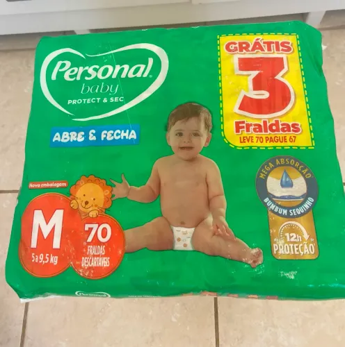 01 pacote c/70 fraldas tam. M - Personal (uma unidade por R$0,57)