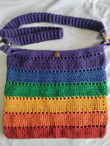 Bolsa crochê arco-íris