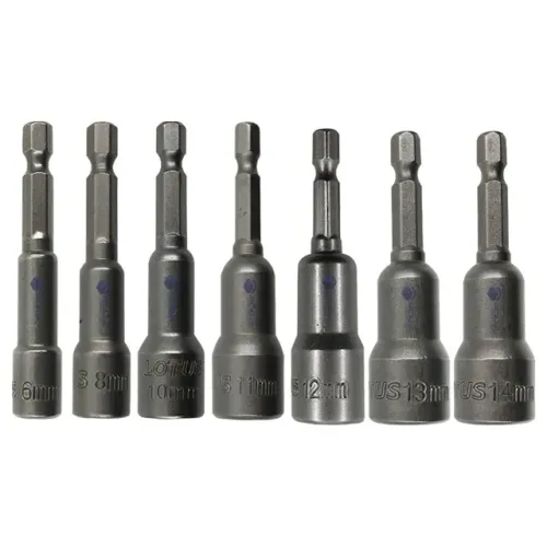 Kit de Soquetes Sextavado Magnético para Parafusadeira 1/4'' 6 a 14mm 7 Peças Lotus