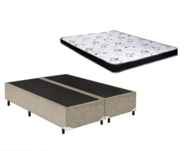 Cama Box Casal Bipartido + Colchão Espuma D33 14x138x188