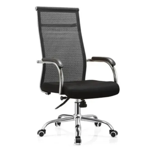 Cadeira Giratória Tela Mesh Cromada Dubai Preto Conforto Ergonômico Modelo 31019