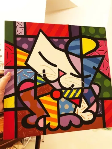 Quadro pintura à mão releitura Romero Britto