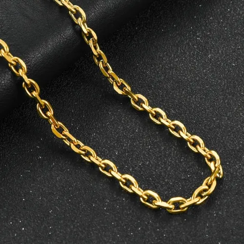 Corrente Cartier Cadeado Dourada Aço Inox 316L 60 CM 