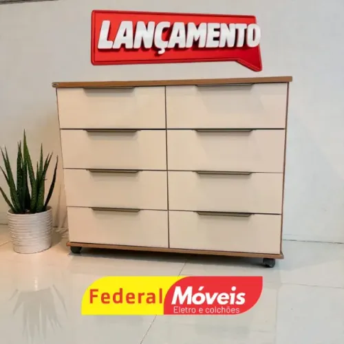 Cômoda Off White 8G Rodízios (ENTRE EM CONTATO)