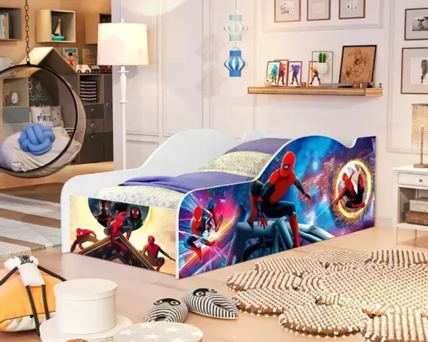 Cama Carro Solteiro 100% MDF Homem Aranha - Já com Entrega