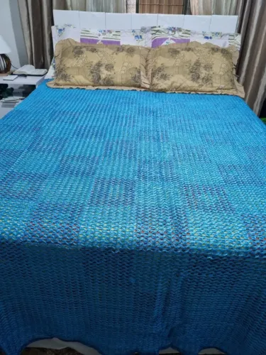 Colcha de linha casal azul